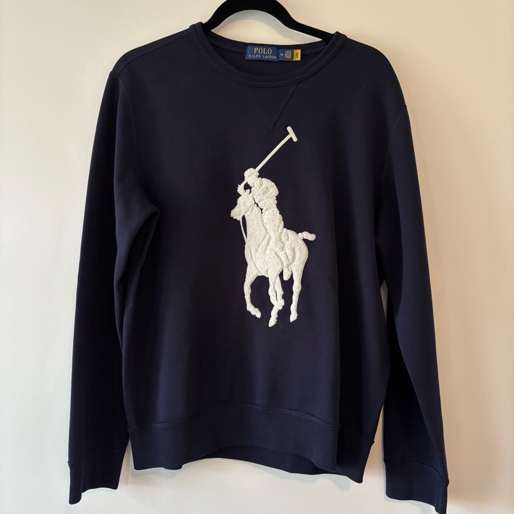 Polo Ralph Lauren Big Pony crewneck mens pullover navy sweater size medium